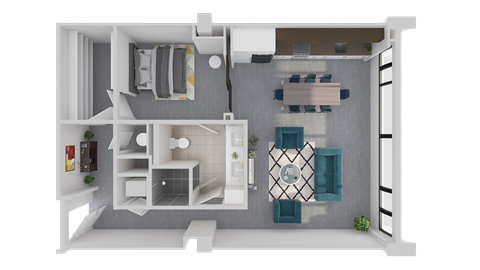 a floor plan of a one bedroom apartment